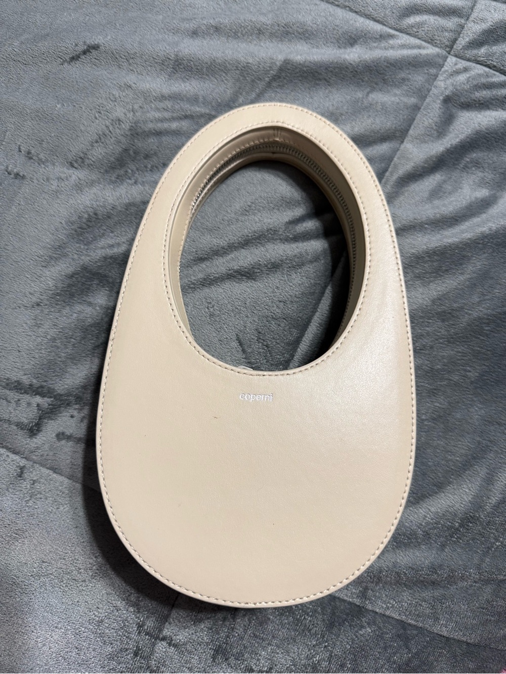 Coperni Cream Oval-Handle Mini Leather Bag